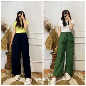 celana cargo full karet Santai