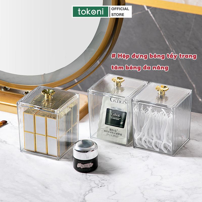  Hộp Đựng Bông Tẩy Trang Tăm Bông Đồ Trang Điểm Để Bàn JYoohome Chất Liệu Mika Trong Suốt Có Nắp Chống Bụi Bẩn khay  trongsuot 