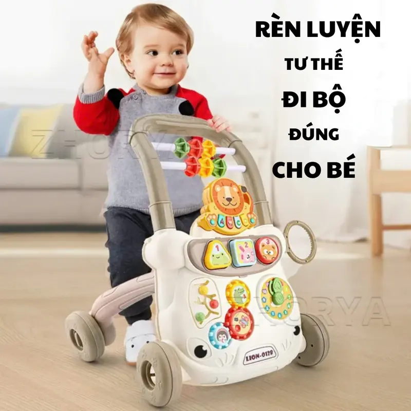 Xe Đẩy Tập Đi Đa Năng 3 trong 1 Cho bé, Có nhạc và trò chơi,gấp gọn, chống lật,khóa bánh 3