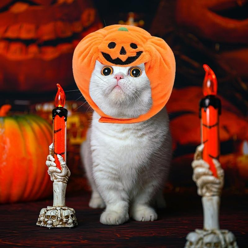 Product Introduction of Creativity Halloween Pet Pumpkin Hat Orange Adjustable Cat Pumpkin Headwear Cute Cosplay Costume Pet Pumpkin Cap 12