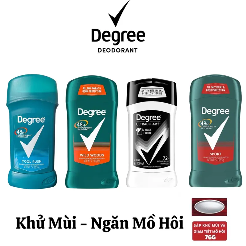 Sáp Khử Mùi Ngăn Tiết Mồ Hôi Degree 76g Chống Ố Vàng Áo 0