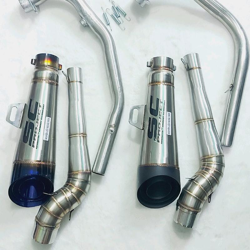 pô xe máy sc s1 full cổ 2 khúc tặng lò xo cho các dòng xe