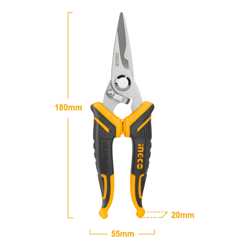 Kéo cắt dây điện đa năng 18cm tay cầm cao su TPR INGCO HES0187 5
