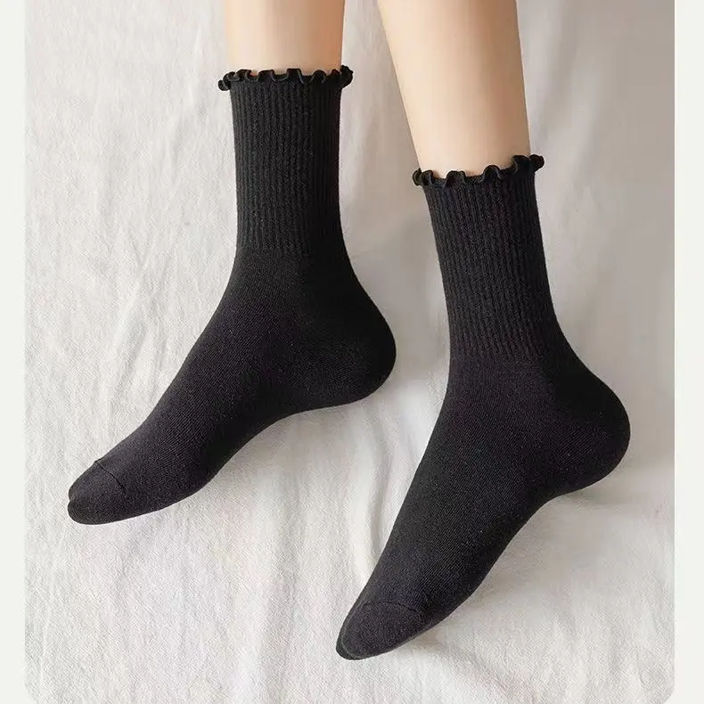Kaos kaki renda jamur kaos kaki pertengahan betis wanita dengan kaos kaki Mary Jane yang lucu 7