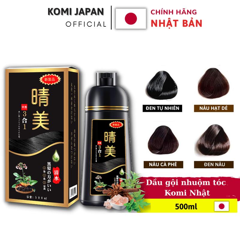 (Kèm quà tặng)Dầu gội phủ bạc Komi Nhật Bản nhuộm tóc thảo dược chai 500ml Hữu cơ Bền màu Đổi Màu Tóc Nữ