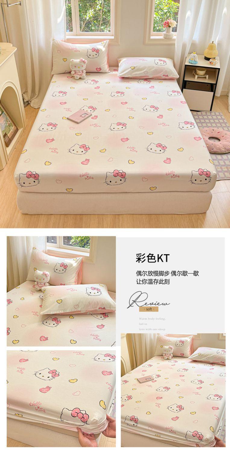 Product Introduction of 2025 Hello Kitty Children's Pure Cotton Fitted Sheet Bed Cover Full Cotton KT Cat Hello Kitty Cartoon Bed Sheet Student Mattress Cover 14
