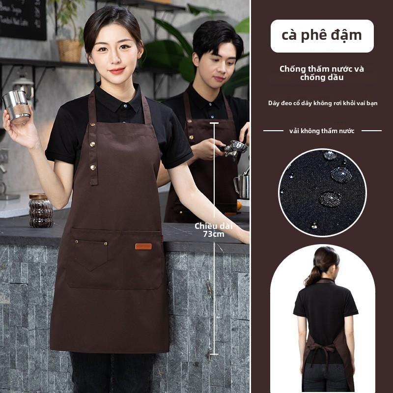 Tạp dề nhà bếp cổ áo Có Thể Điều Chỉnh vải chống thấm dầu chống bám bẩn và chống thấm nước hai túi thích hợp cho nhà bếp khách sạn đầu bếp tiệm bánh quán cà phê ăn ngoài trời tiệc nướng tạp dề áo liền quần Đồng Da