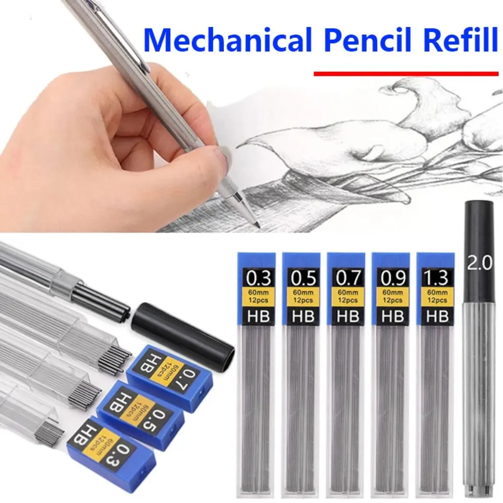 Ngòi Bút Chì Cơ, Tự Động, Đen Than, 0.3 / 0.5 / 0.7 / 0.9 / 1.3 / 2.0mm, 6 Hộp, Chất Lượng Cao, Có Thể Xóa Được, Thích Hợp Cho Học Sinh, Thay Thế, Nhà Và Các Mục Đích Sử Dụng Khác