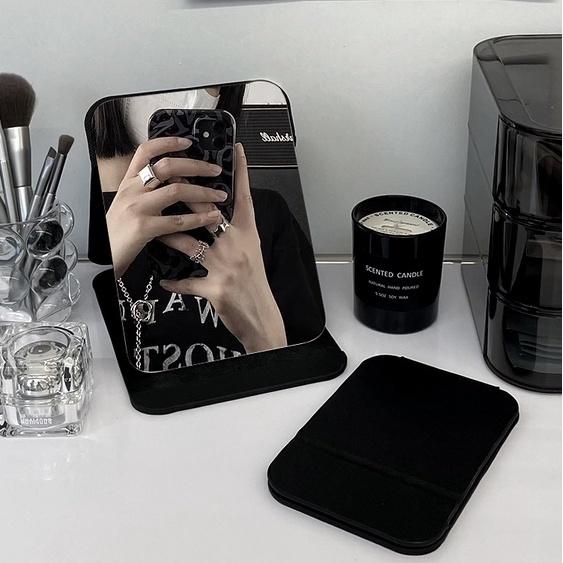 Gương trang điểm để bàn bằng da pu có thể gấp gọn tiện dụng Gương để văn phòng Mỹ Phẩm Cosmetic