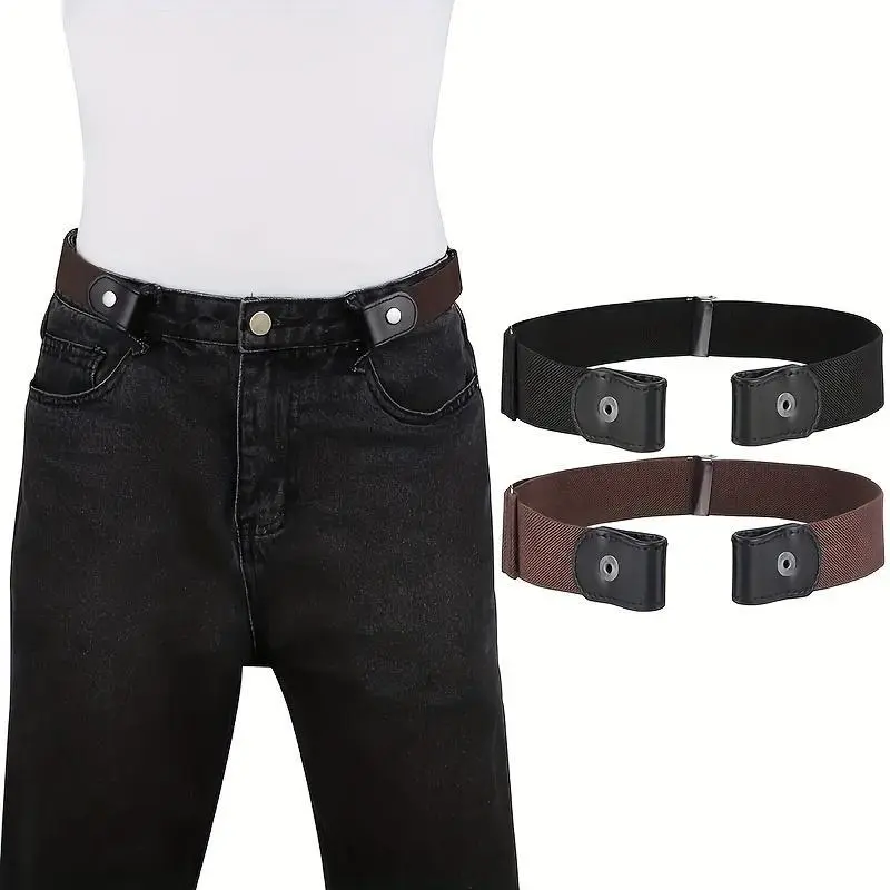 1pcs Monochrome Invisible Belt Seamless Lazy Elastic Waist Belt Versatile Jeans Belts For Women & Men 1