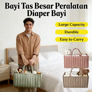 Tas Popok Chunya Multifungsi Tahan Air, Kap. 20L + Partisi Dapat Diatur, Ringan & Mudah Pindah untuk Perlengkapan Bayi, MPASI, Mainan, Kosmetik & Perjalanan - Desain Modern (Krem, Abu-Abu, Biru) - Ideal untuk Ibu Modern & Outdoor Activity