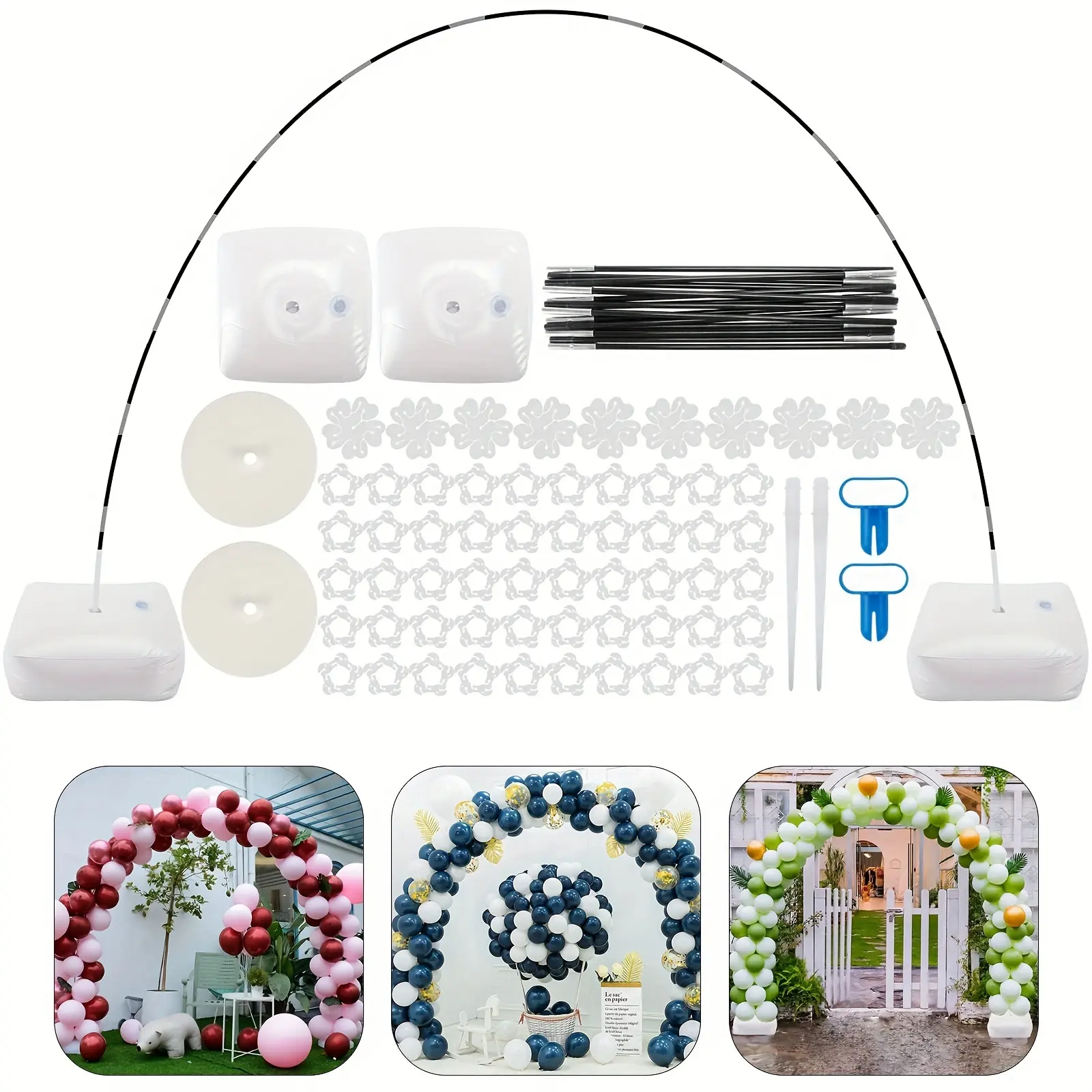 60pcs Balloon Arch Kit - Adjustable Wide Stand with Water Fillable Base, Easy Assembly, and Durable Construction - Perfect for Wedding, Birthday Party, Halloween Decorations and More