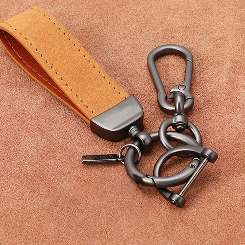 Product Introduction of Luxury Matte Leather Keychain Top-end Business Gift For Man Good Quality Black Brown PU Leather Car Key Keyholder Key Chain 22