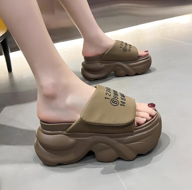 TuongViFashion - Dép Bánh Mì Nữ Cao 9cm Quai Dán In số Sang Trọng Cao Cấp Dép Quai Ngang Dép Bánh Mì Dép Quai Dán DéP Cao Su