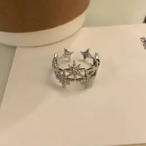 Cincin Bintang Titanium Steel Wanita Korea Simple Murah Diamond Aksesories Fashion J015 - Perak J015