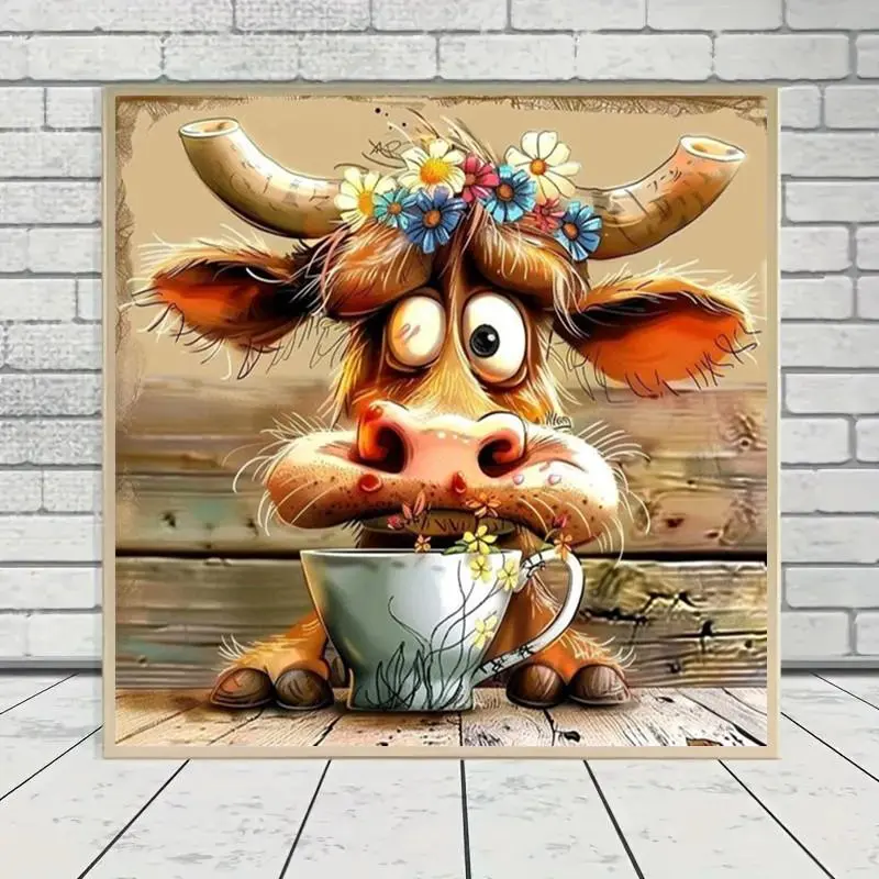 Cow Pattern DIY Diamond Arts Colorful Painting Kit without Frame, DIY 5D Diamond Arts Colorful Painting Kit, Wall Art Decor for Home Living Room Bedroom