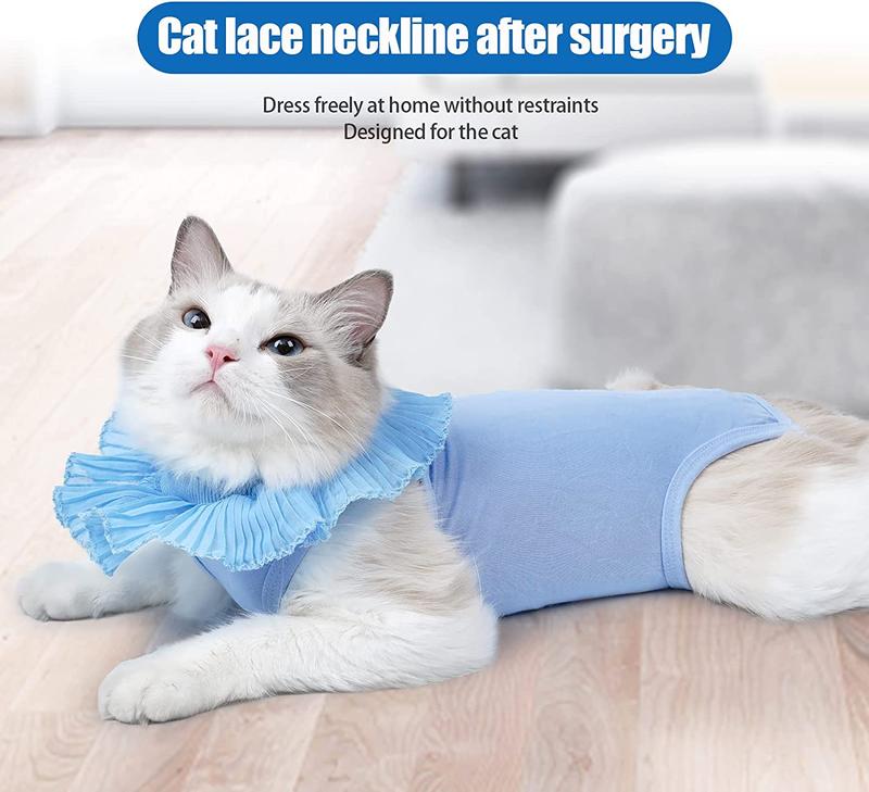 Baju Kucing Anjing Recovery Steril Pasca Operasi Pemulihan Luka Jantan Betina Premium Model Kerah Renda Lace Lucu 3