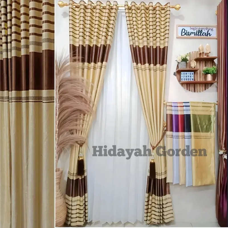 Gorden Jendela Ruang Tamu Minimalis Motif Garis Pelangi Untuk Pintu Kamar & Tirai Jendela Minimalis 4