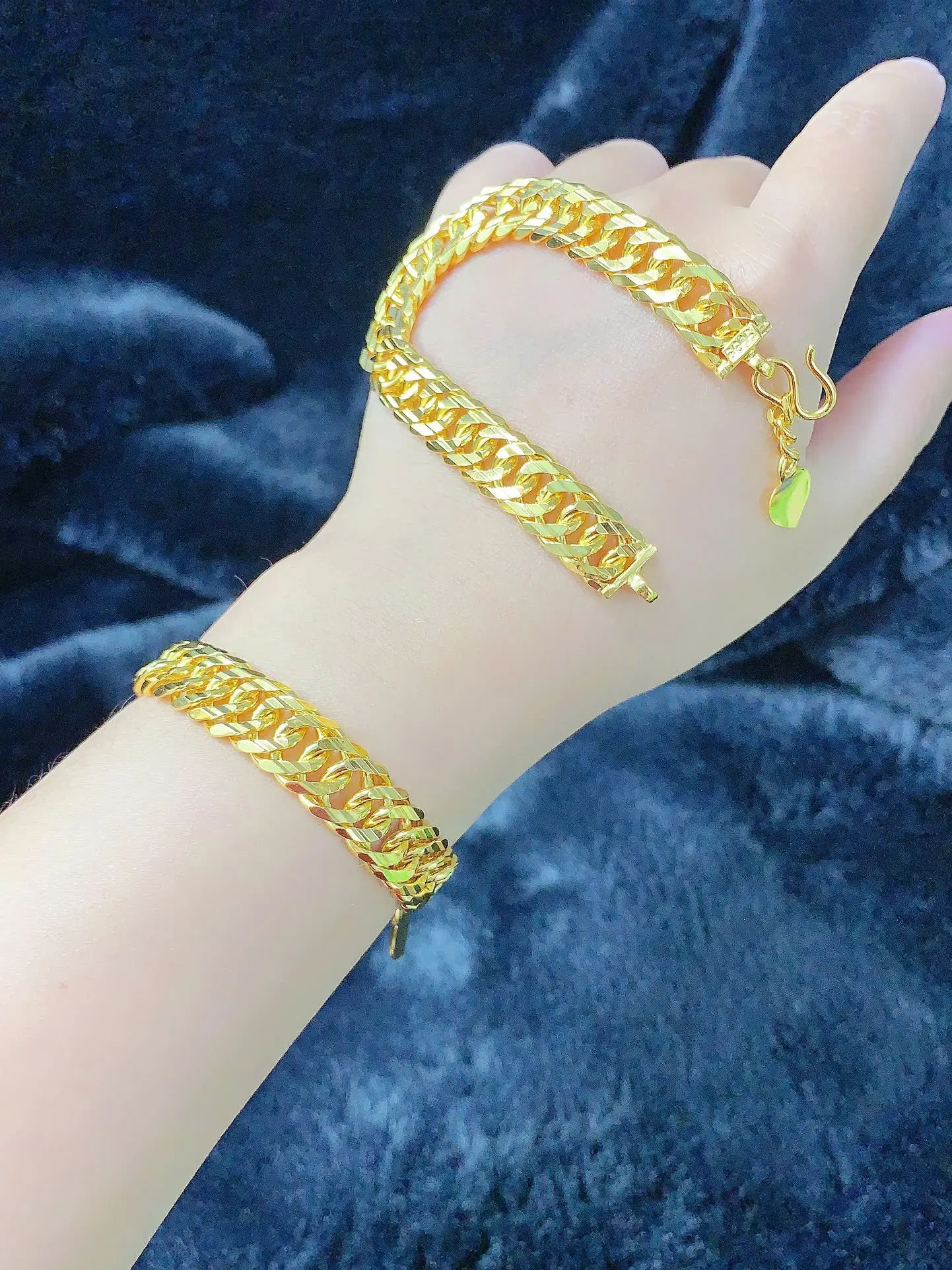 LH27 - Lắc lật Đôi 5 chỉ màu 24 khóa chữ S vàng hội cao cấp k phai trắng l Phụ Kiện lắc tay nam nữ
