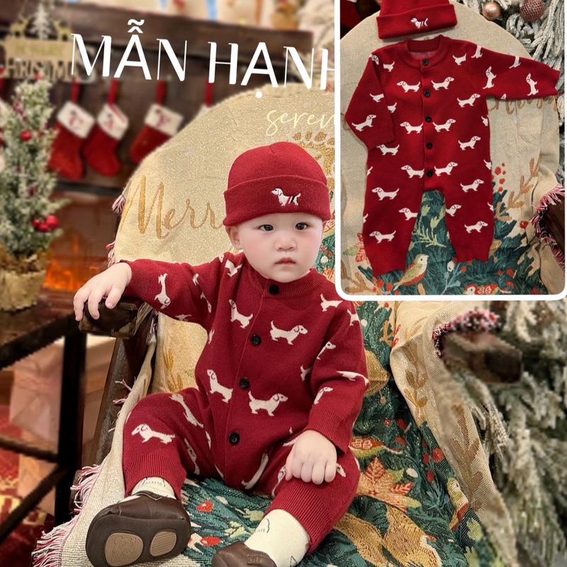  Body len chó đỏ đô cho bé mặc mùa đông  tặng kèm mũ  