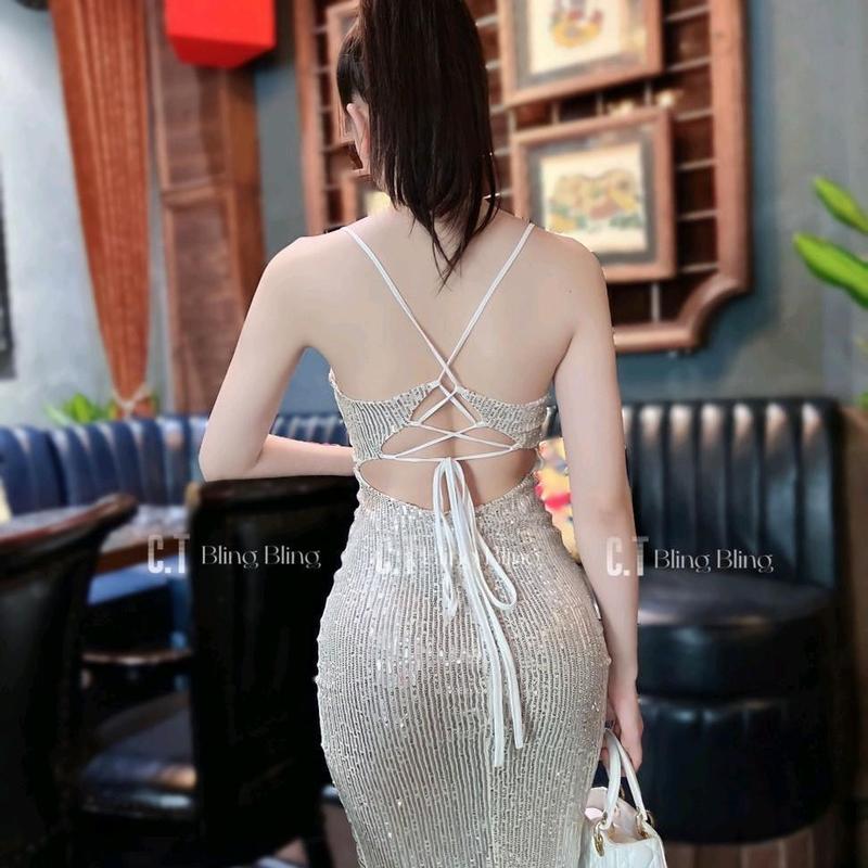 Đầm Kim Sa 2S Đan Lưng Cúp Ngực Hách Dáng Sang Chảnh V14 Women Dress Kem 7