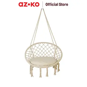 AZKO Soleil Kursi Ayun Gantung Dengan Cushion Rope - Putih Tempat Duduk Gantung Ayunan Duduk Tempat Duduk Outdoor Hammock Camping