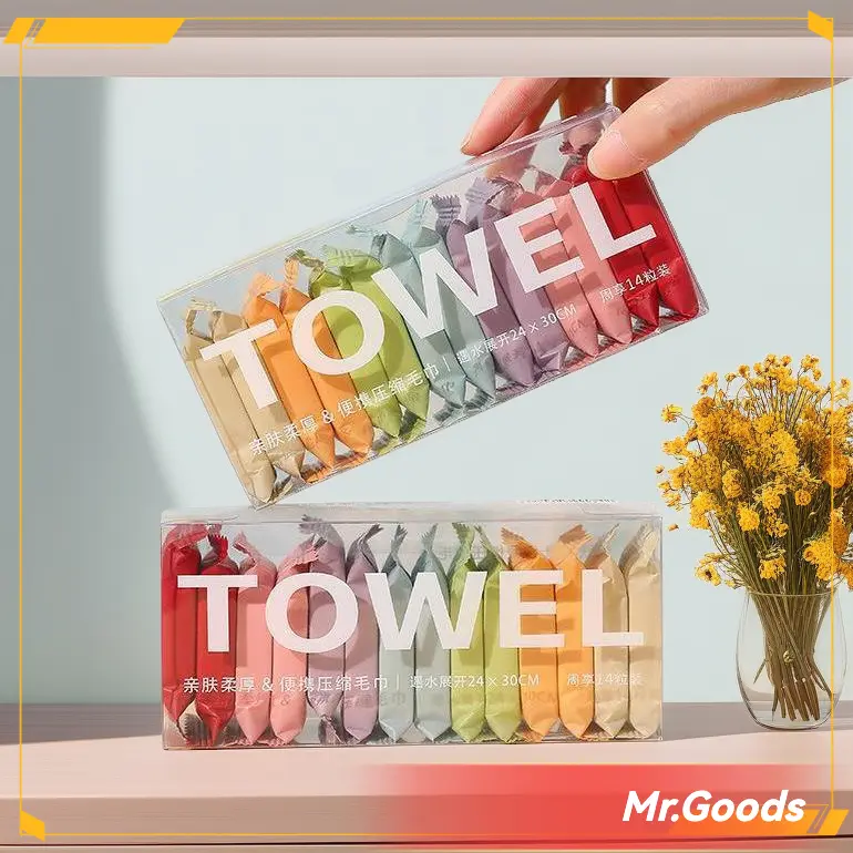 14pcs/Box Disposable Washcloth Portable Travel Towel Thickened Compressed Face Cleansing Beauty Square Towel disposable  towel