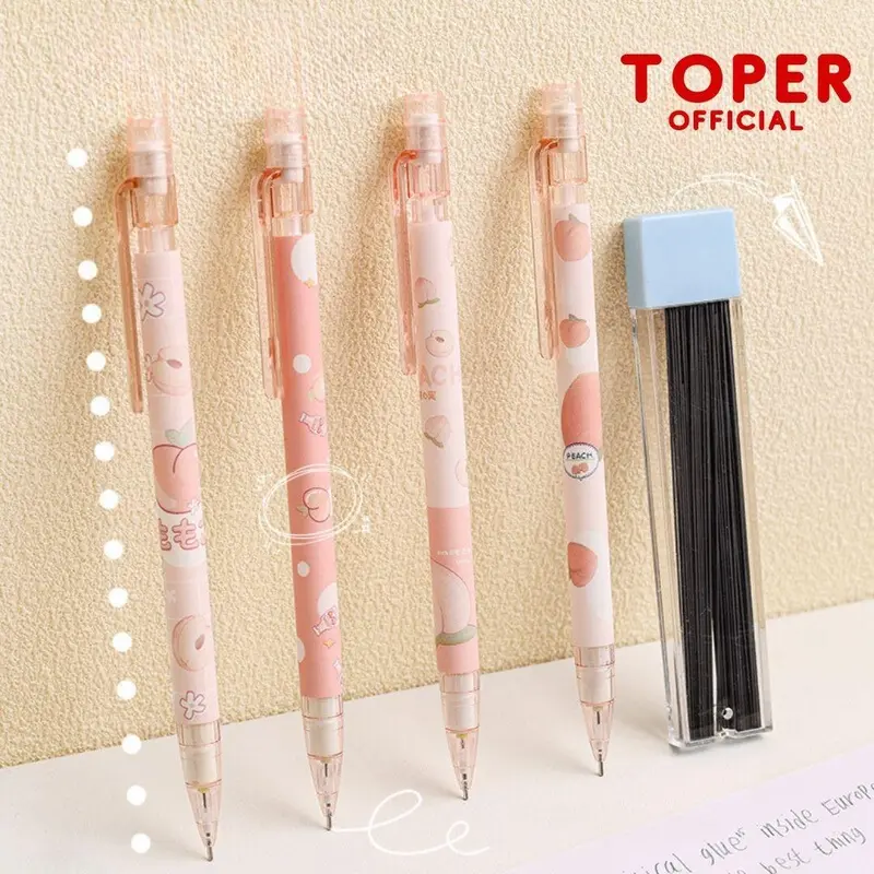 BB Pensil Cetek Mekanik 0.5 Termasuk Penghapus Pencil Mechanic Lucu Dino Peach Warna Pastel  Aesthetic Satuan Bearbears 0