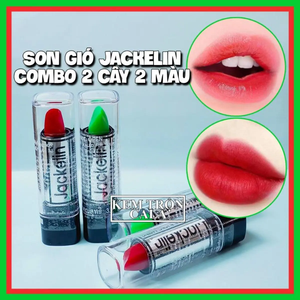 (2 cây) Son Gió Jackelin Thái Lan dưỡng môi có màu hồng bền màu hàng chuẩn