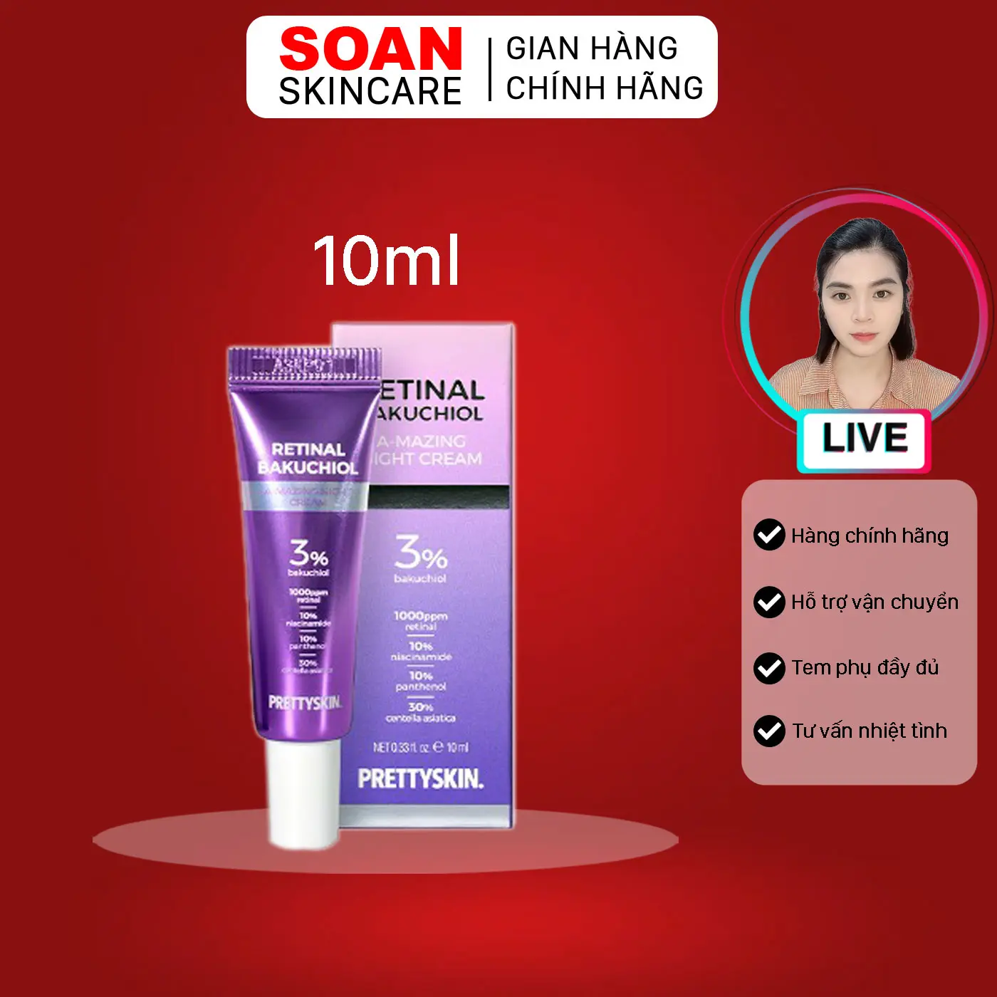 KEM DUÕNG TÁI TAO PHUC HÔI TRÉ HÓA LÀN DA Rettnal BahuchiolO mazingmght Cream Collagen Làm Đẹp Da Nữ Women Skincare Dưỡng Ẩm Da Tre Chăm Sóc Da
