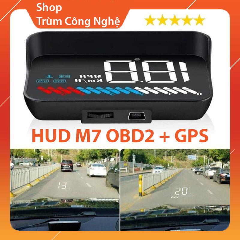 Màn Hình HUD Ô tô M7 Hiển Thị Tốc Độ Trên Kính Lái Giá Rẻ - HUD M7 Cắm cổng OBD + USB GPS