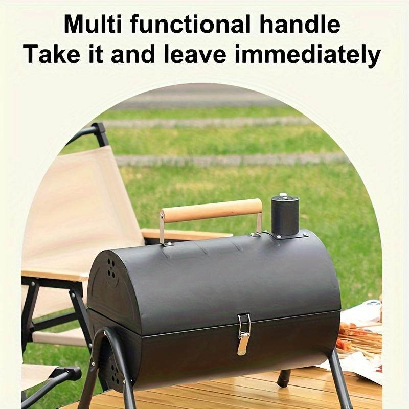 Product Introduction of Outdoor Barbecue Grill Made of Black Wood and Stainless Steel, with Shelves, Suitable for Courtyard, Home and Kitchen, Safe Food Contact, with BBQ Tool Set 4