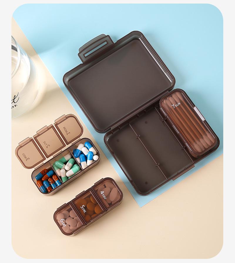 Product Introduction of 7-compartment medicine box set, portable portable travel pill storage box, 7-day storage small medicine box 13