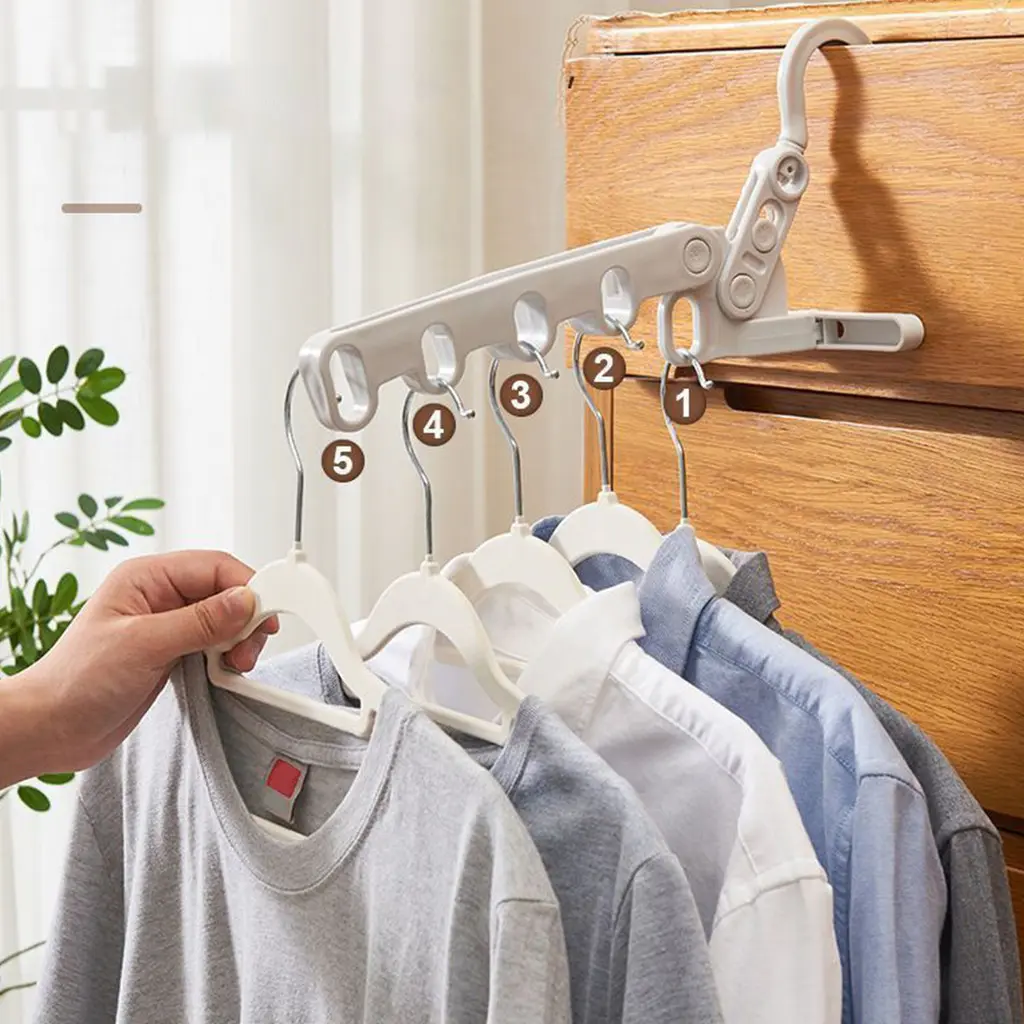 Portable Foldable Travel Hanger Folding Clothes Drying Rack Travel Hangers Hanging Rack with 5 Holes for Hotel Camping Travel
