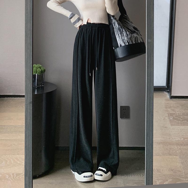 Yuxi Autumn and Winter New Narrow Wide-Leg Pants Women's Draping Effect Mop Pants Soft Glutinous Rice Shake Pants Straight-Leg Trousers Casual Pants baggy ali  jeans cargo pants  women 6