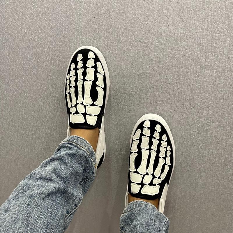 (Lùi 1 size)Giày lười nam Xương Thêu nổi 2 màu lựa chọn, giày lười nam đế cao su khâu khắc chắn Shoes