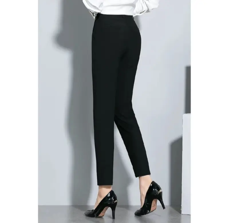 CELANA KANTOR WANITA TERBARU panjang Bahan kerja formal casual nyaman Abu Fit Hitam Slim Kain Kaki Kancing Ankle Kantong 4
