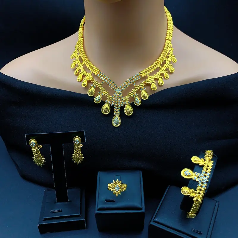 Bridal Jewelry Set Necklace Bracelet Earring Ring Dubai Jewelry Jewelry Set 2