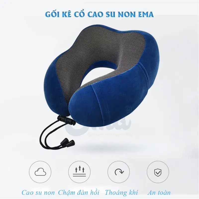 Gối kê cổ chữ U cao su non Ema thiết kế công thái học dành cho người lớn chống đau mỏi và ngăn ngừa thoái hóa cổ thích hợp cho dân văn phòng và du lịch 1