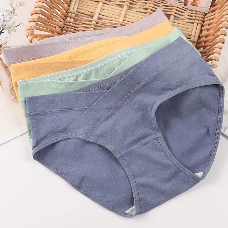 Pregnant Women's Underpants Low Waist Belly Support Pure Cotton Autumn and Winter Thin Middle and Late Pregnancy plus Size Postpartum Confinement Loose Pants 4