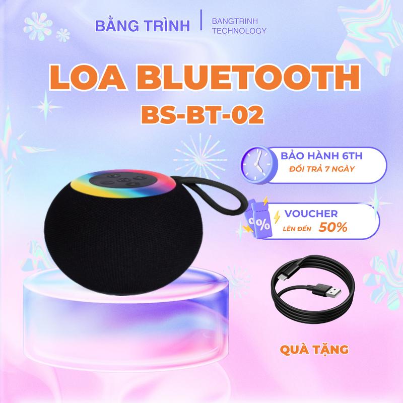 BT Loa bluetooth mini không dây BT-BS-02 bluetooth 5.3 đèn led RGB nhấp nháy bass âm âm thanh hay pin trâu nhỏ gọn tiên lợi Nghe Nhạc