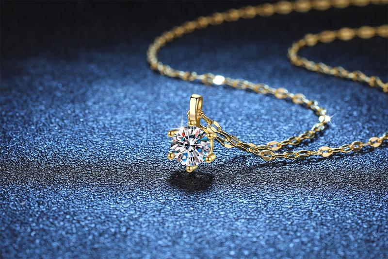 Product Introduction of S925 Sterling Silver Moissanite During Women Lip Chain Korean Simple Style Six-Claw Moissanite 1 Karat Necklace Clavicle Chain JFK 6