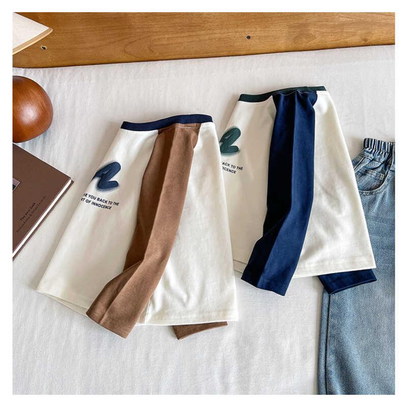 Product Introduction of Wind Valley 2024 new children's clothing Korean version contrasting color raglan sleeve T shirt boys versatile base for spring and autumn 13