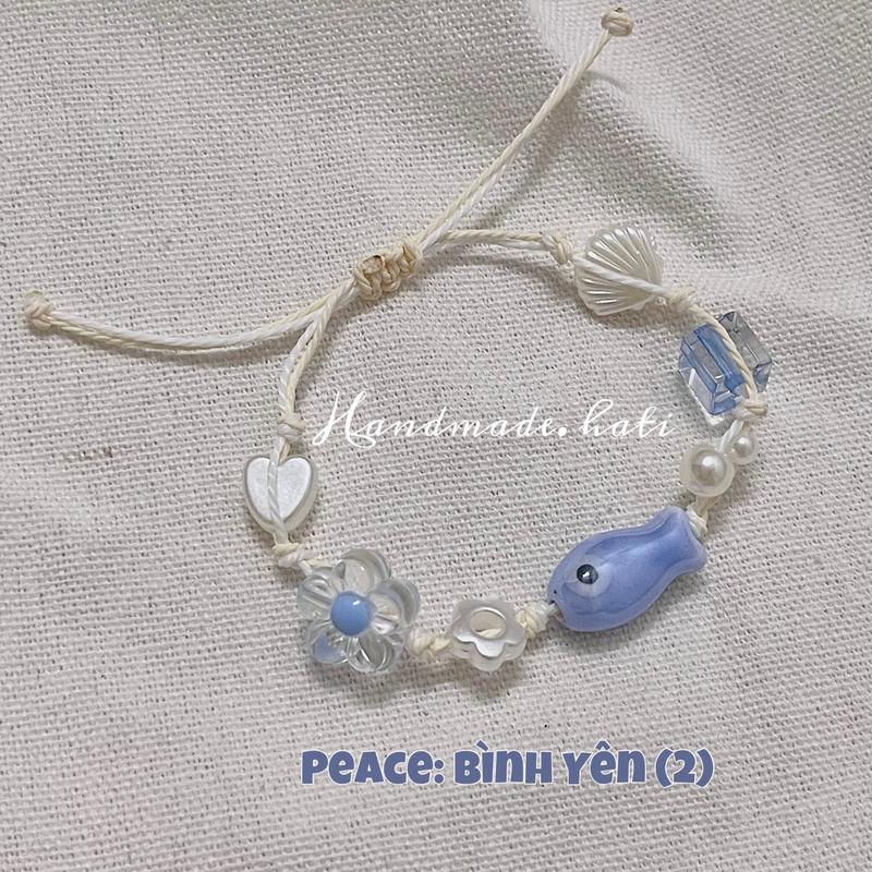 Vòng Tay Cá Mắt Quỷ Gốm Sứ Vòng Tay Đôi Handmade Dây Rút Evil Eye Làm Quà Tặng