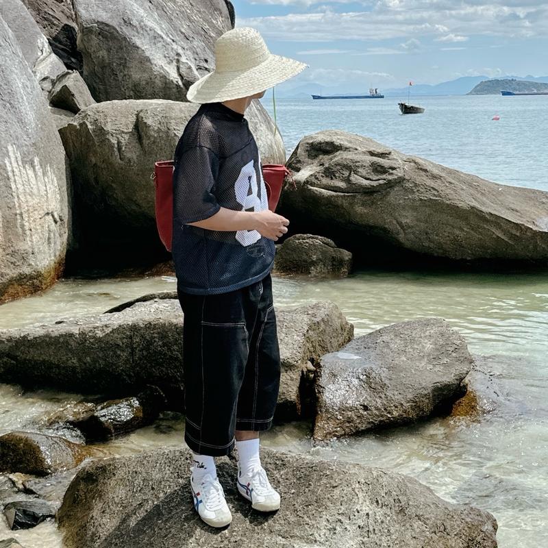 Quần Short Jean Double Knee Túi Ngược , Quần Đùi Jean Túi Ngược Double Knee Dành cho Nam và Nữ Hot trend 2024