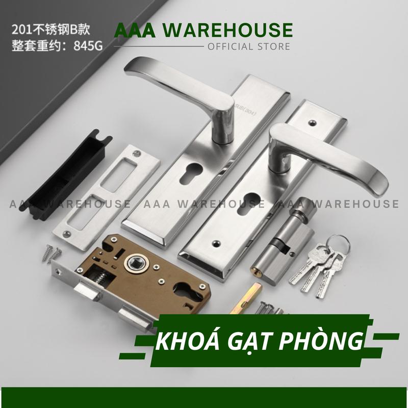 (SB 1.0mm) KHOÁ TAY GẠT INOX ỐP DÀI 20CM dùng được cho mọi loại cửa phòng nhôm, sắt, gỗ đố 4x8