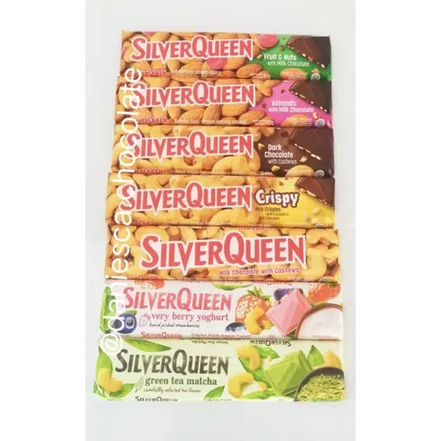 .1 kotak 10 batang Coklat Silverqueen cashew , dark cashew, almond  , crispy , fruit and nut  55 gr Chocolate