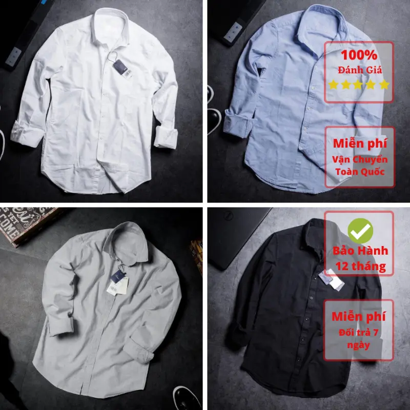Sơ Mi Nam Chất Liệu OxFord 100% Cotton, Tay dài, Dáng Xuông,Thời Trang, Lịch Lãm. Trẻ Trung. ÁMenswear Shirt