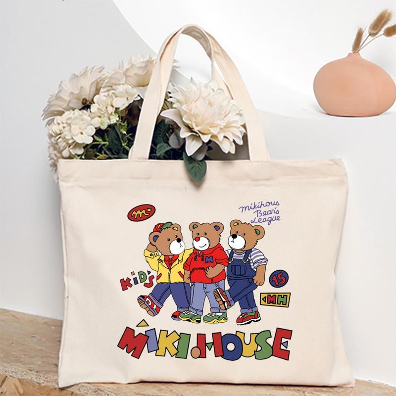 Product Introduction of Cute Cartoon Teddy Bear Printed Canvas Horizontal Handbag Fashionable Versatile One Shoulder Storage Bag 28
