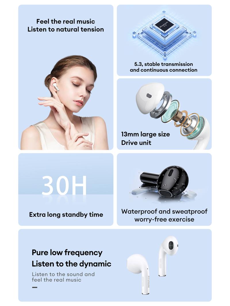 Product Introduction of HYUNDAI Original HY-T05 Gaming Ture ไร้สายบลูทูธ 5.3 หูฟังหูฟังเสียงไฮไฟแบบพกพากีฬา Auriculares Bluetooth Headphones 5